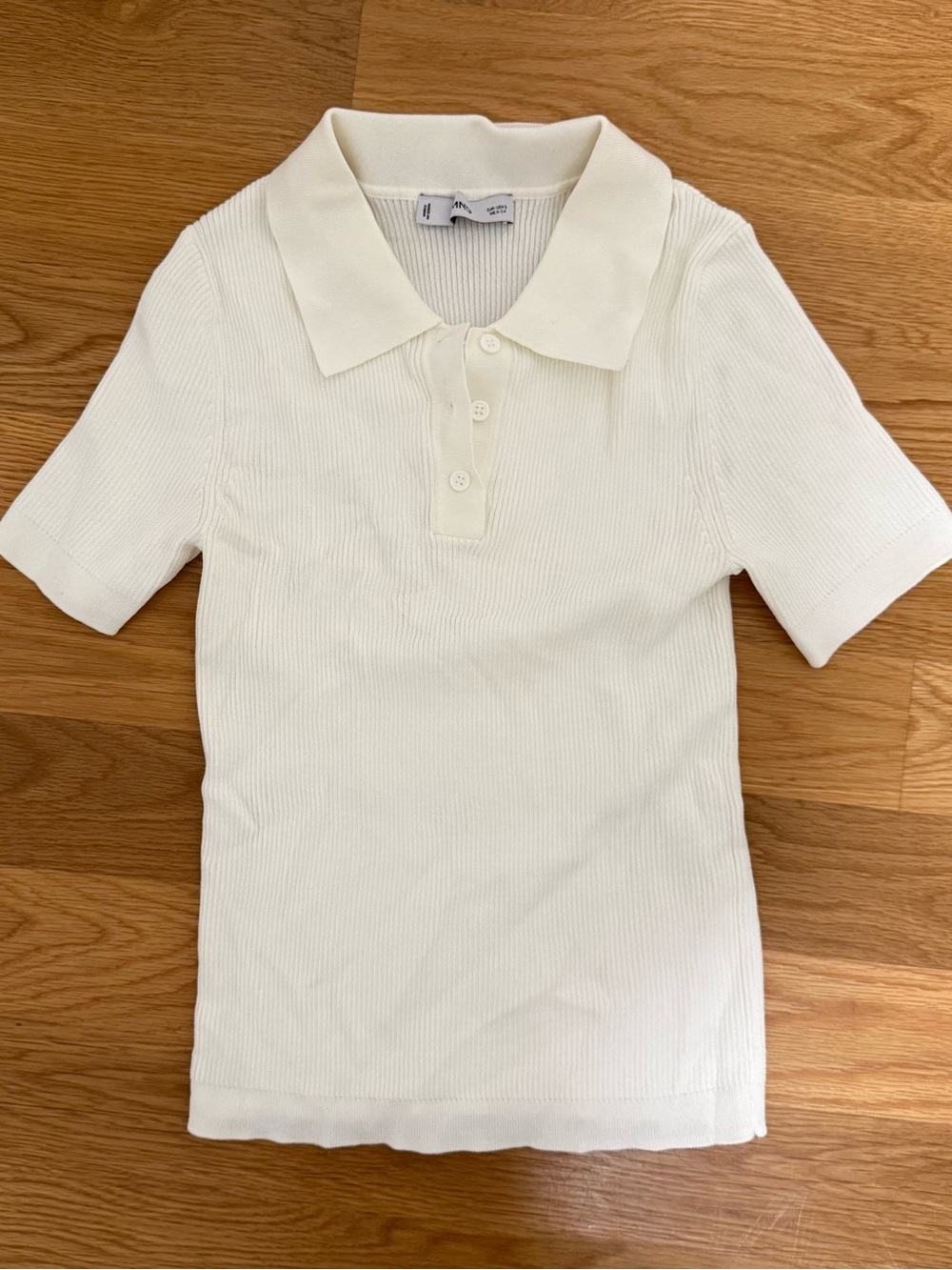 Mango Cream Ribbed Polo Top